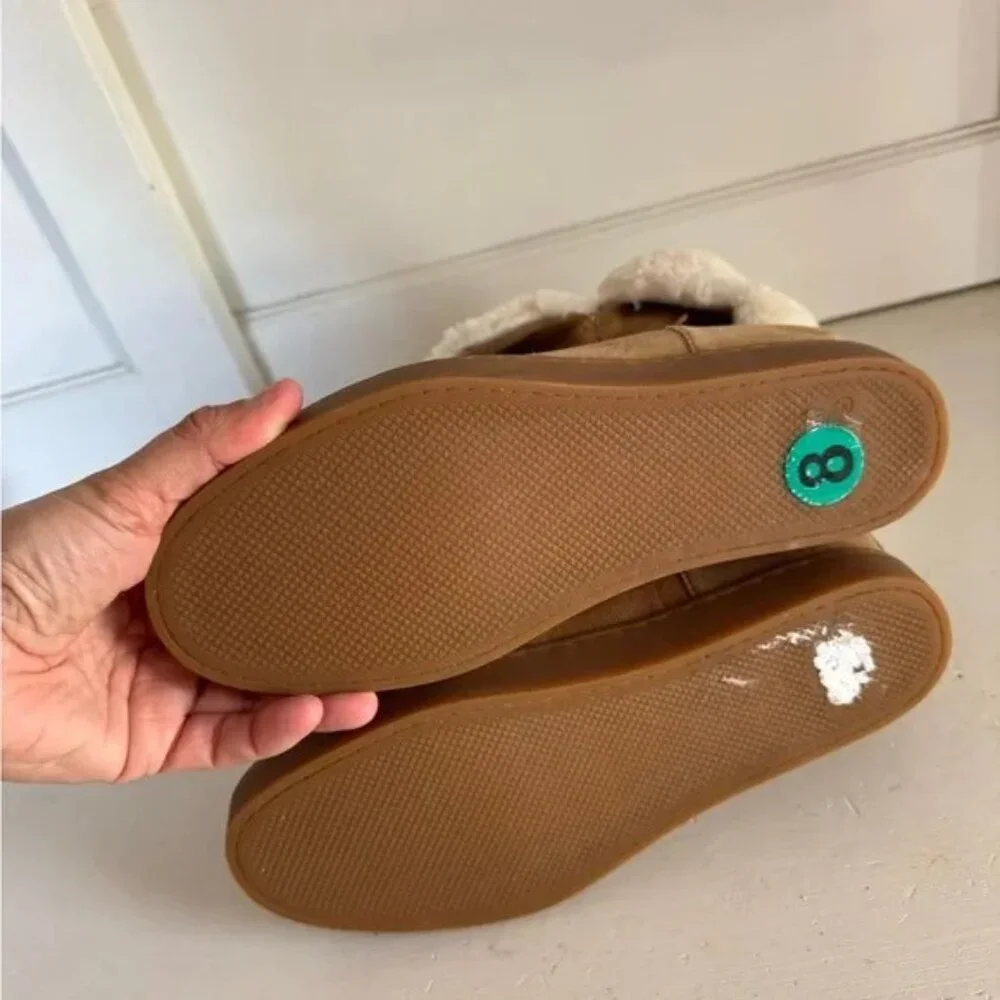 Coach tan wedge faux fur boots size 8